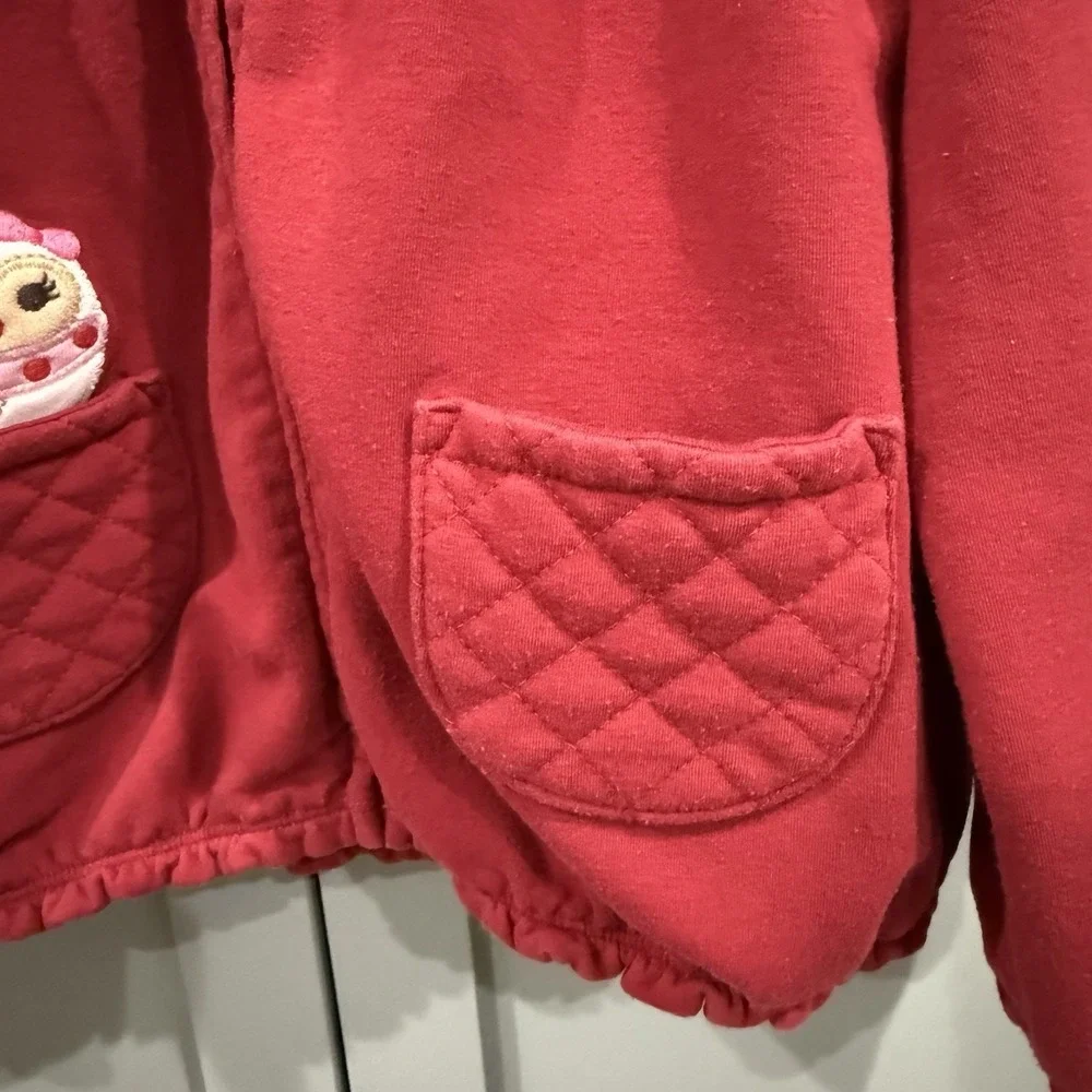 Gymboree Hoodie Red Sweatshirt Jacket 2012 Cozy Owl Line Girl Size 5T-6T Quilted